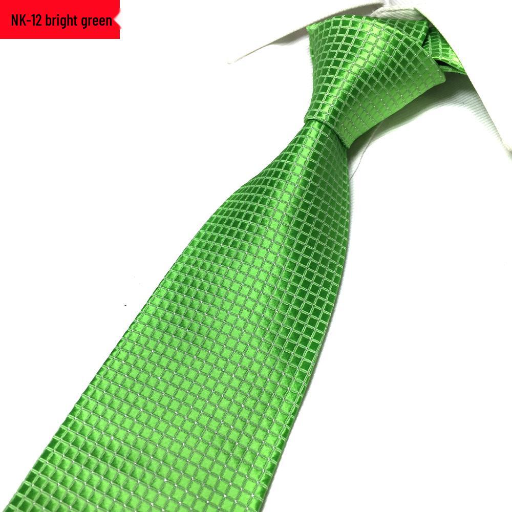 Мужской галстук 8 см в клетку с серебряной нитью, жаккардовый из яркого шелка - Формальный Деловой Профессиональный