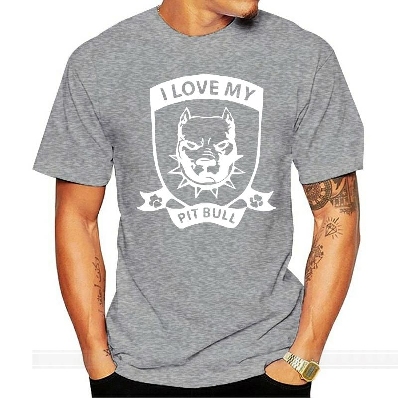 Summer  Cotton Printed Pure Cotton Men's I Love My Pit bull Youth Round Collar o-neck T-Shirts