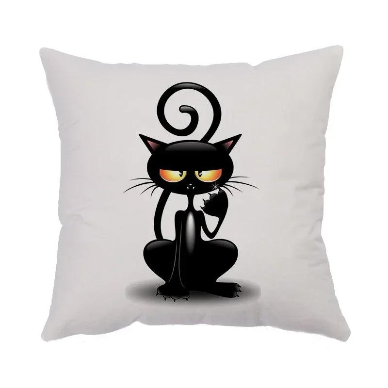 Cartoon Cat Print Pillowcase 50X50Cm Modern Simple Decorative Pillowcase Office Sofa Seat Bedroom Home Decoration Cushion Cover