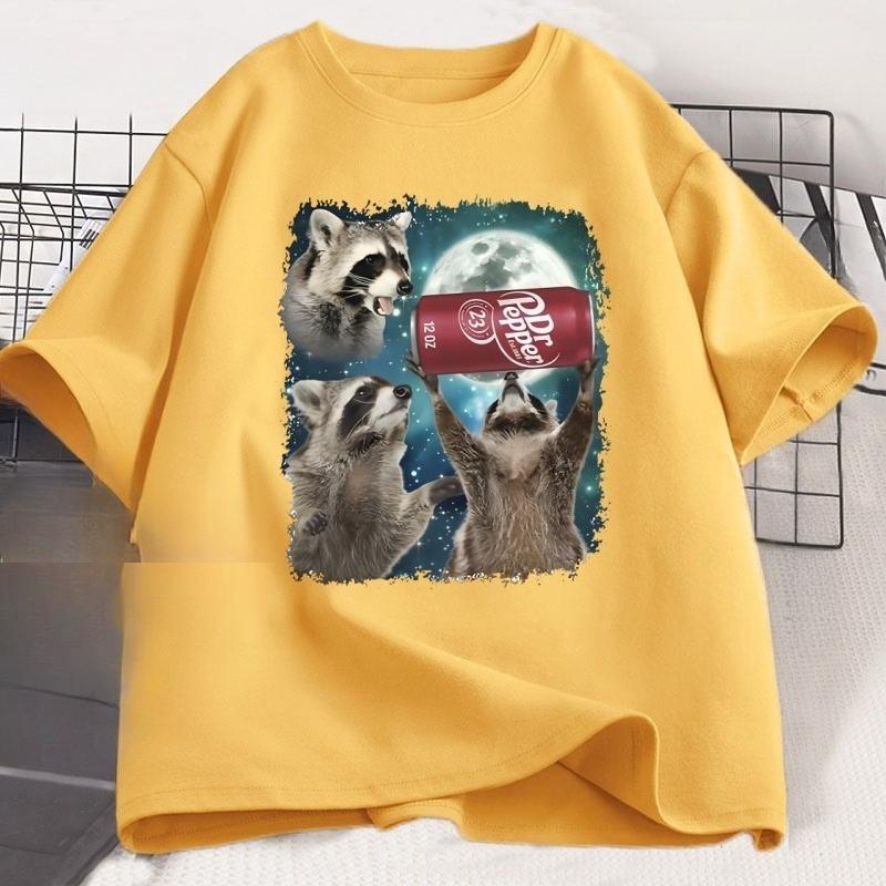 

Three Raccoons Pepper Graphic Tshirts Unisex Women Funny Meme Raccoon Lovers T Shirt Top Loose Short Sleeve Streetwear Tees Tops 4XL
