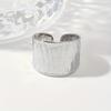 [Stainless Steel Textured Ring] A Wide Stainless Steel Foil Textured Hydraulic Ring, A Retro Open Adjustable Ring