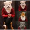 Masque tête de renard à bouche mobile, Animal Panda tigre Husky orang-outan, fourrure artificielle pour Costumes d'halloween fête