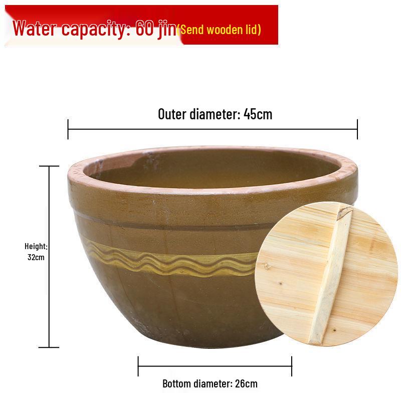Traditional Ceramic Water Jar for Pickling, Rice Wine Fermentation, or Flour Storage