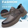 Spring Autumn Cow Leather Platform Shoes for Men New Designer Causal Solid Color Men's Dress Shoes Ankle Boots Male