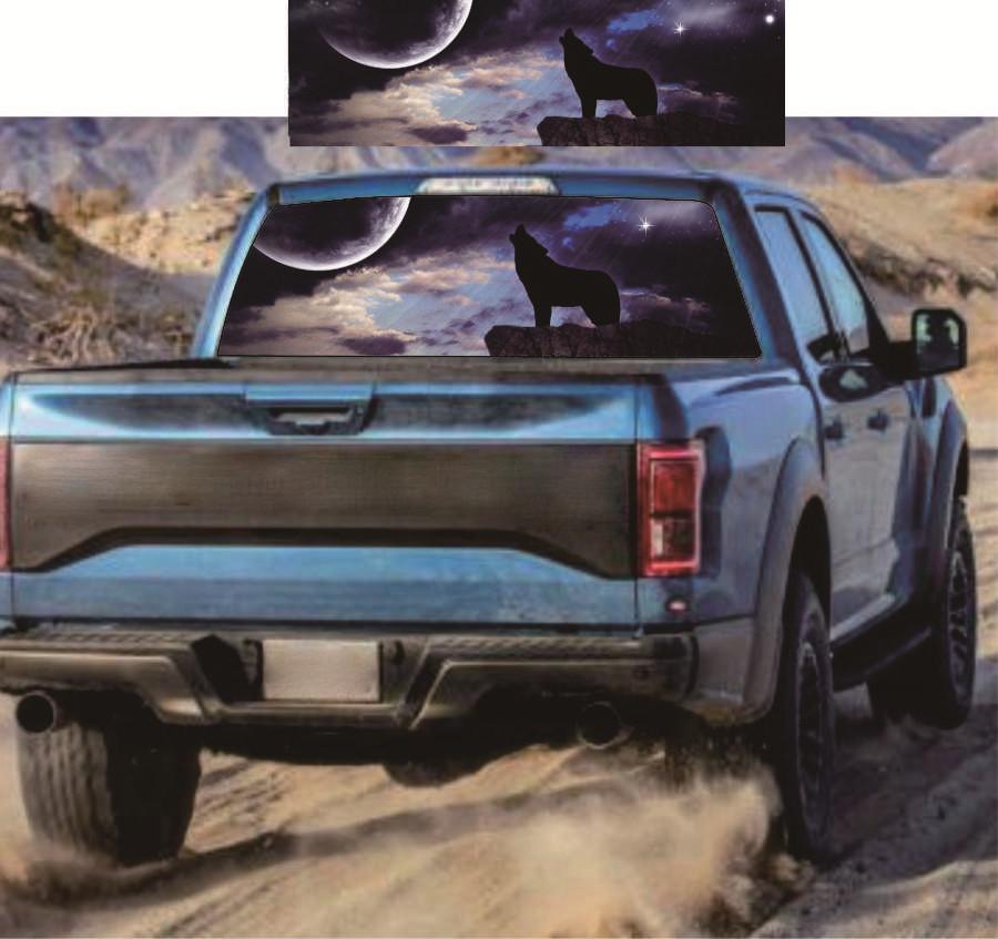 Car Truck SUV RearWindow Sticker Starry Sky Wolf Graphic Decal