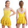 Kids Girls Rhythm Gymnastics Ballet Skirted Leotards Dresses Shiny Rhinestones Figure Skating Lyrical Dance Performance Costume