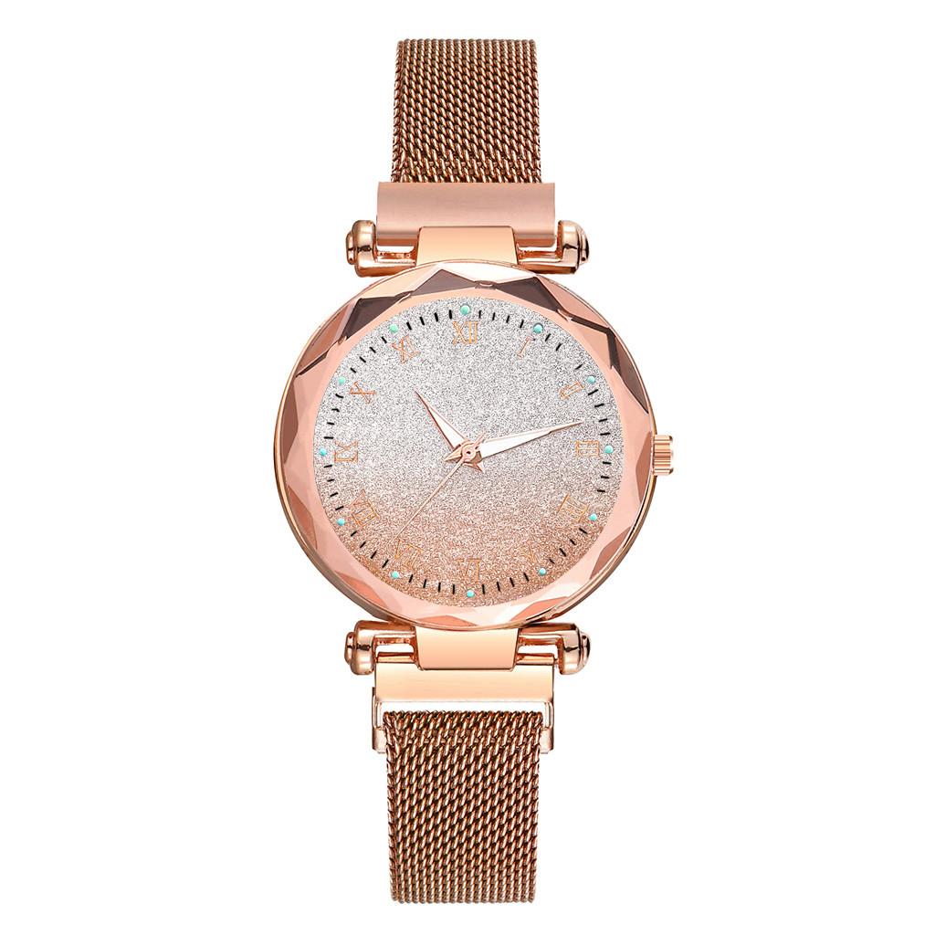 Women s  Quartz Magnet Buckle Stainless Steel Sky Luminous Watch