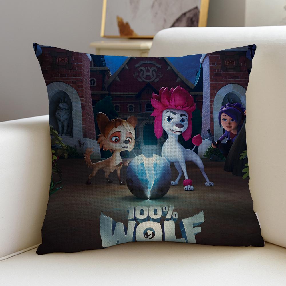 

Whimsical W100 WolfS Cushion Cover Breathable and skinfriendly linen pillowcase square removable and washable cushion 30X30cm
