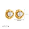 Creative Gold Plated Stainless Steel Round Geometric Earrings for Women Statement Geometric Studs Fashion Jewelry Waterproof