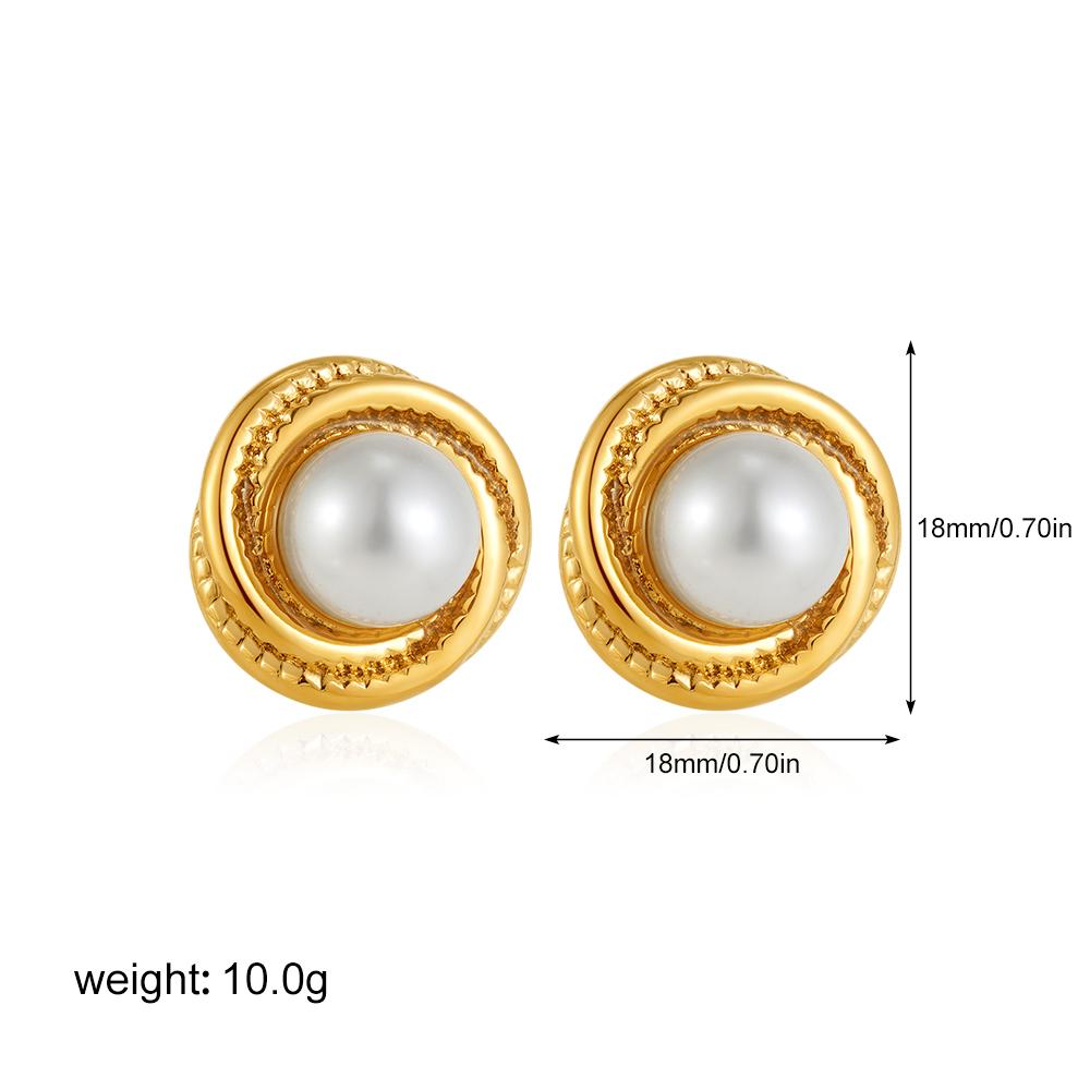 Creative Gold Plated Stainless Steel Round Geometric Earrings for Women Statement Geometric Studs Fashion Jewelry Waterproof