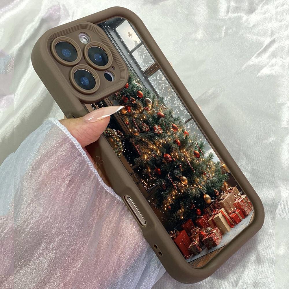 

JT163 Christmas Tree for iPhone 17 16 15 14 Pro Max Samsung S26 S25 Ultra A17 A16 A07 A56 A06 Xiaomi 15T Redmi 15c 14C Note 14 13 Soft TPU Case Redmi 15C 4G/5G(171.6) коричневий
