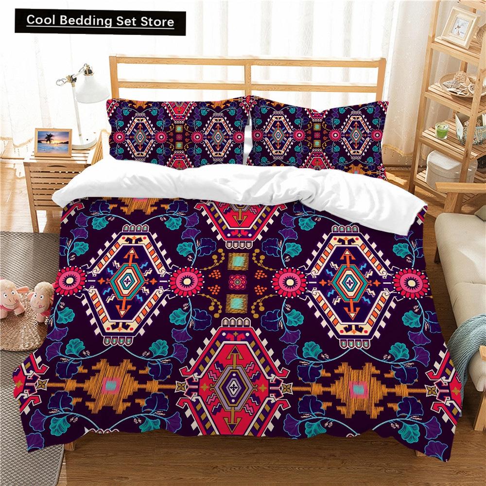 Bohemian Floral King Queen Duvet Cover Boho Mandala Cashew Flowers Bedding Set Exotic Tribe Style 2/3pcs Polyester Quilt Cover