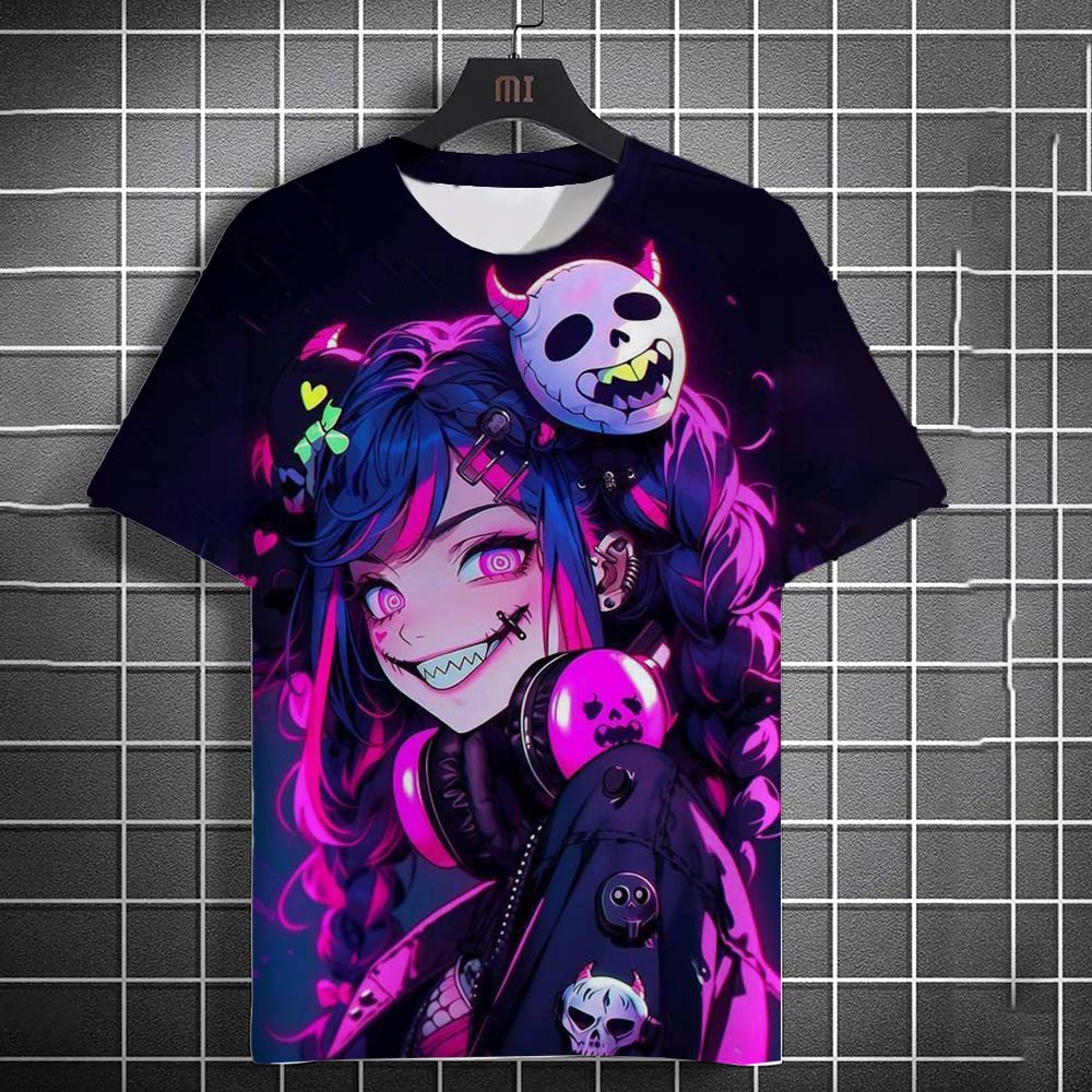 Men's T-shirt Fashion Cartoon Sexy Girl graphic T shirts Summer Casual harajuku streetwear 3D Printed Hip Hop Unisex Top Tees