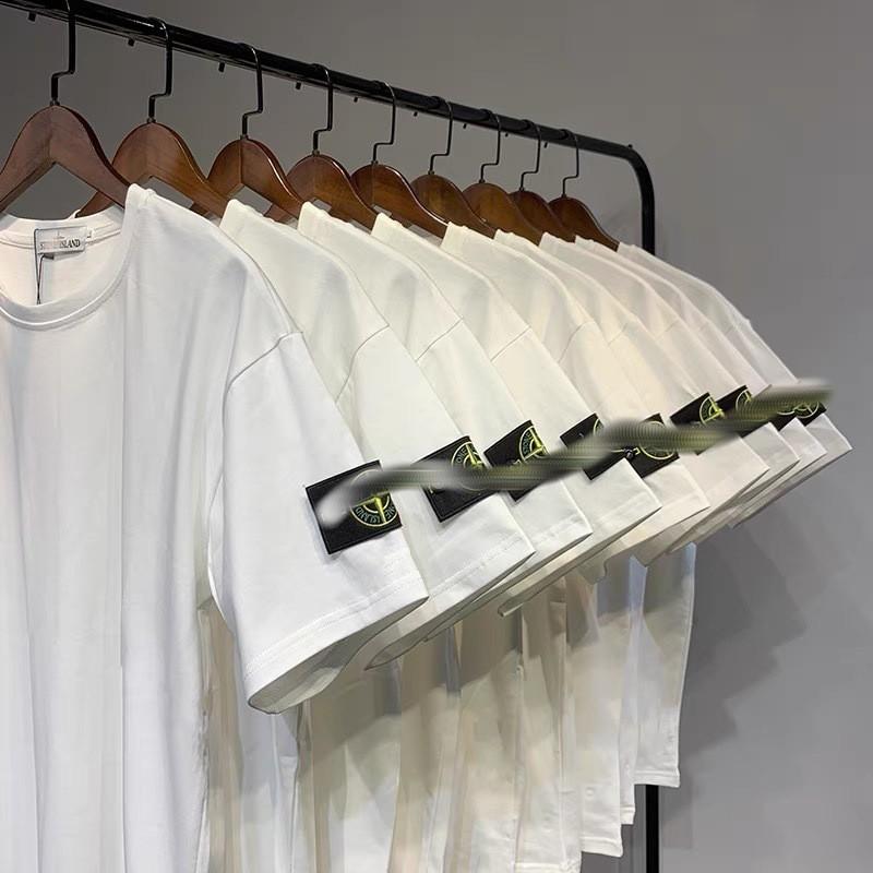 STONE Crewneck T-Shirt Loose Fit Short Sleeve Men Women Casual Basic Top