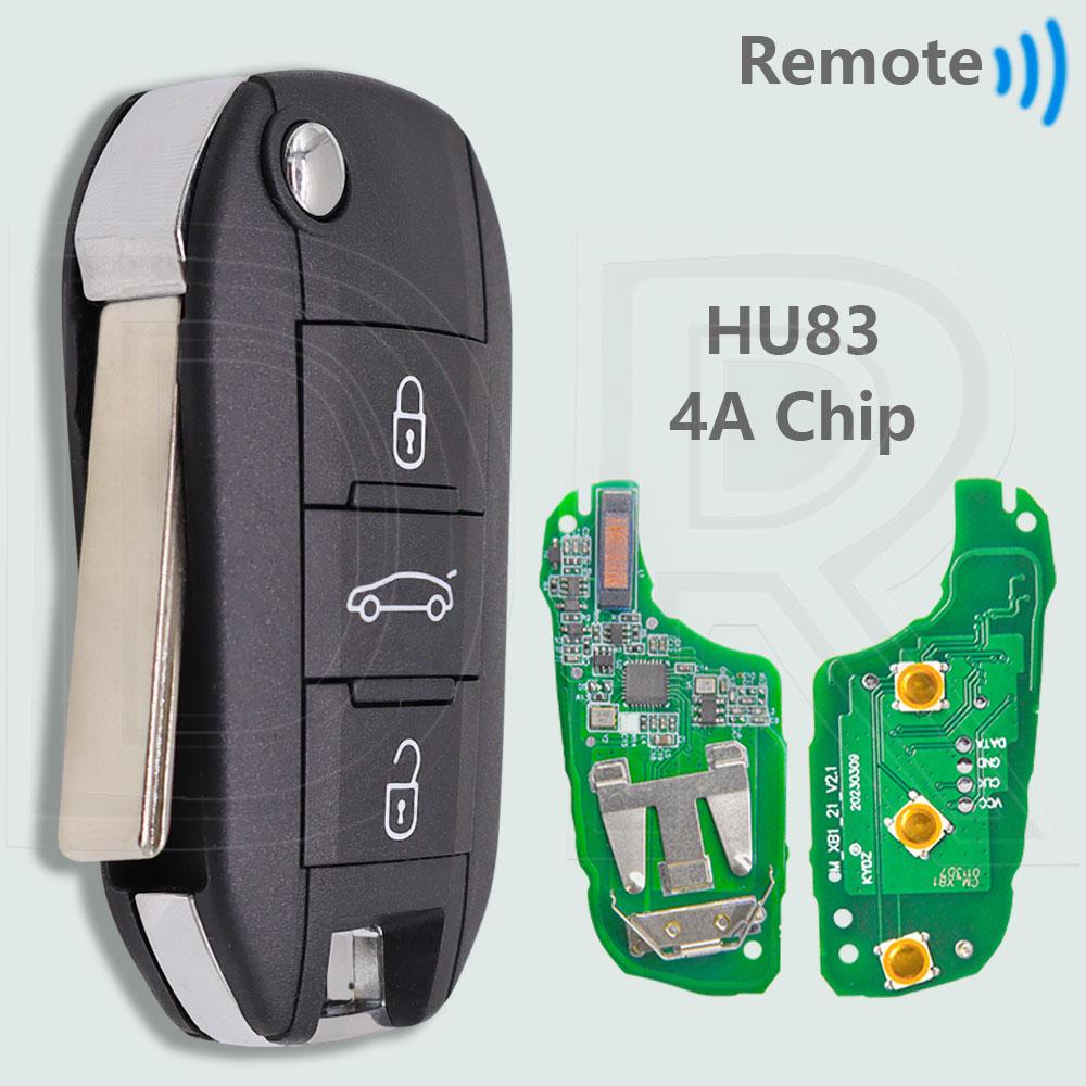 DR HU8435 4A Chip 433MHz VA2/HU83 Flip Car Remote Key P/N 98 139 654 77 For Peugeot Expert 308 3008 408 508 C3 C4 Cactus C5 C6