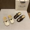 2025 Spring and Autumn New Fashion Versatile French Retro Half Slippers Women's Outer Wear Flat Bottom Soft Bottom One Pedal Lazy