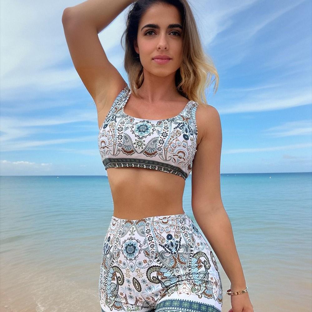 

Women s High-Waist Split Swimsuit with Boxer Shorts - 2025 Beach Casual Bikini Large
