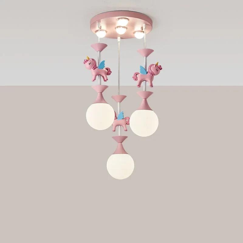 Children's Carousel LED Penadant Chandeliers for Princess Room Bedroom Living Room Hanging Lighting Decor Art Ceiling Lamps
