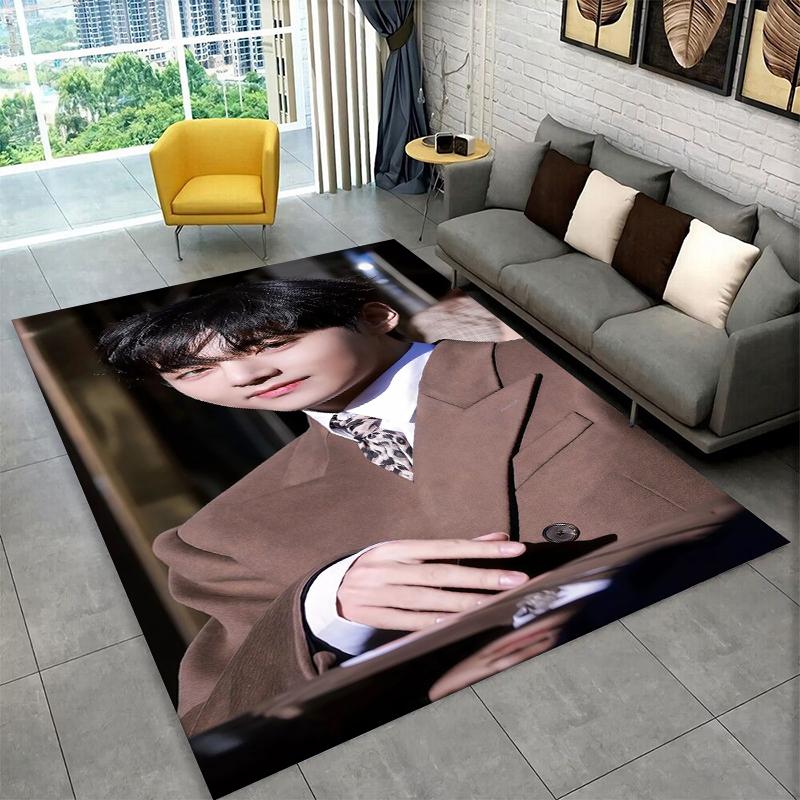 Famous B-BTS Kim Tae Hyung V KPOP Non-Slip Area Rug for Living Room,Bedroom,Playroom,Carpet Floor Mat Home Decor Rug Kids Room