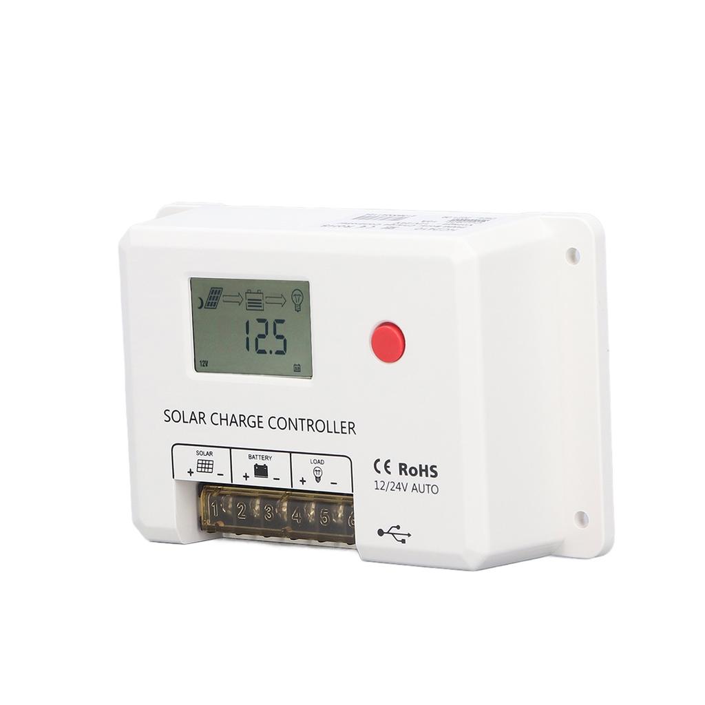 PWM Solar Charge Controller 30A Solar Panel Regulator White Energy Controller for RV Accessories