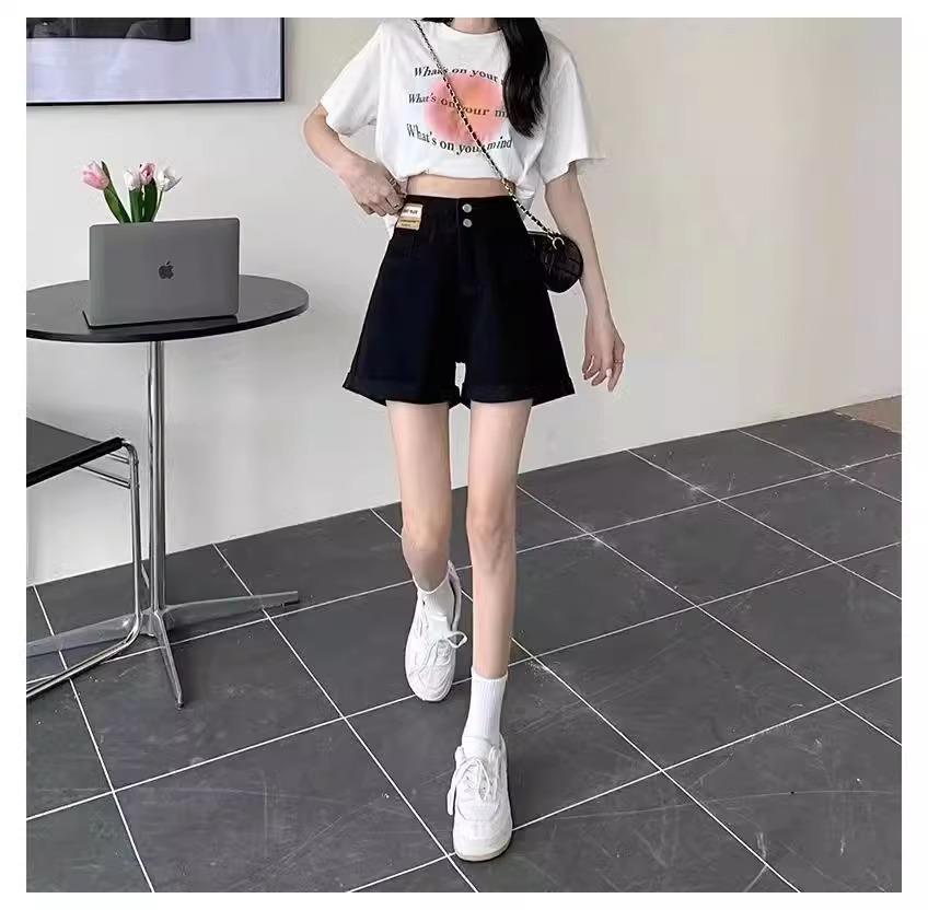Summer 2025 Women's High-Waisted Slimming Denim Shorts - Trendy, Loose-Fit Design