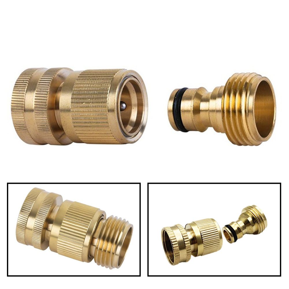 Garden Practical Solid Brass Hose Quick Connector Water Pipe Fit Female Male Thread Fitting Adapter