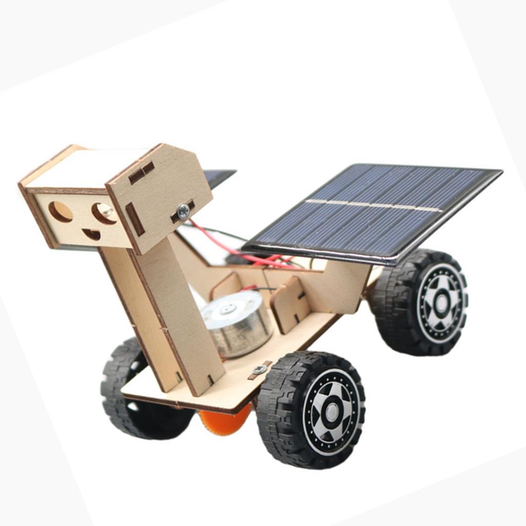 Solar Power Lunar Rover Toy Wooden Puzzle Car Assembly Model Kit for DIY Science Experiment