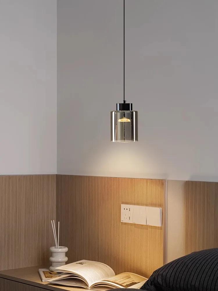 Minimalist Nordic LED Copper Pendant Light Bedroom Bedside Hanging Light Dining Room Resturant Glass Decor Pendant Lamp Lustre