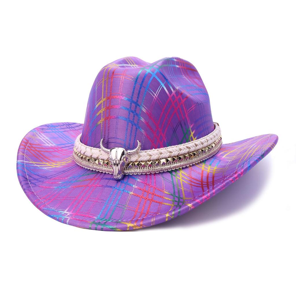 New Western Cowboy Hat Colorful Striped Festival Party Hat Versatile Knight Jazz Hat