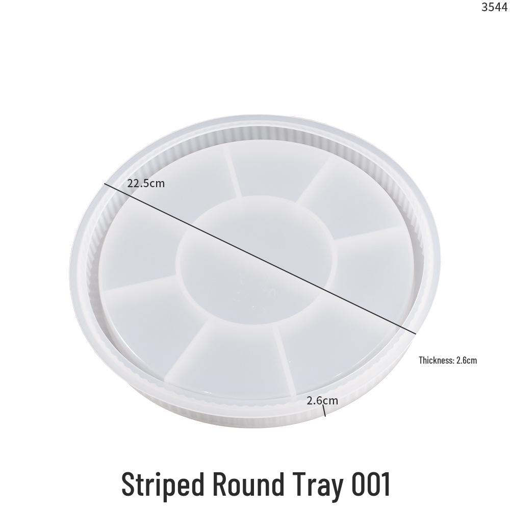 

DIY Resin Plaster Cement Coarse Stripe Round Tray Silicone Mold
