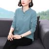 Embroidered Round Neck Loose-Fit Pullover Blouse for Autumn/Winter