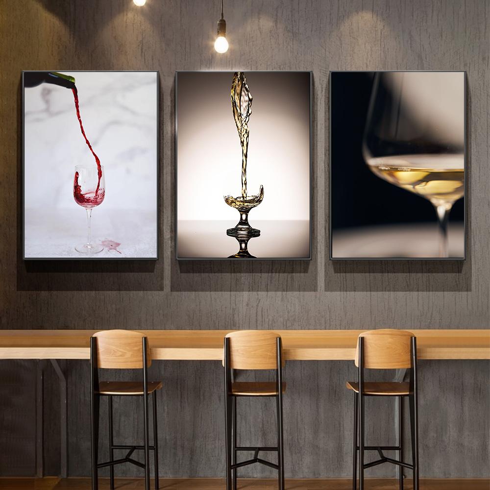 Realistic Red Wine Glass Prints Poster Canvas Painting Hd Modern Wall Art Picture For Bar Restaurant Home Living Room Decoration