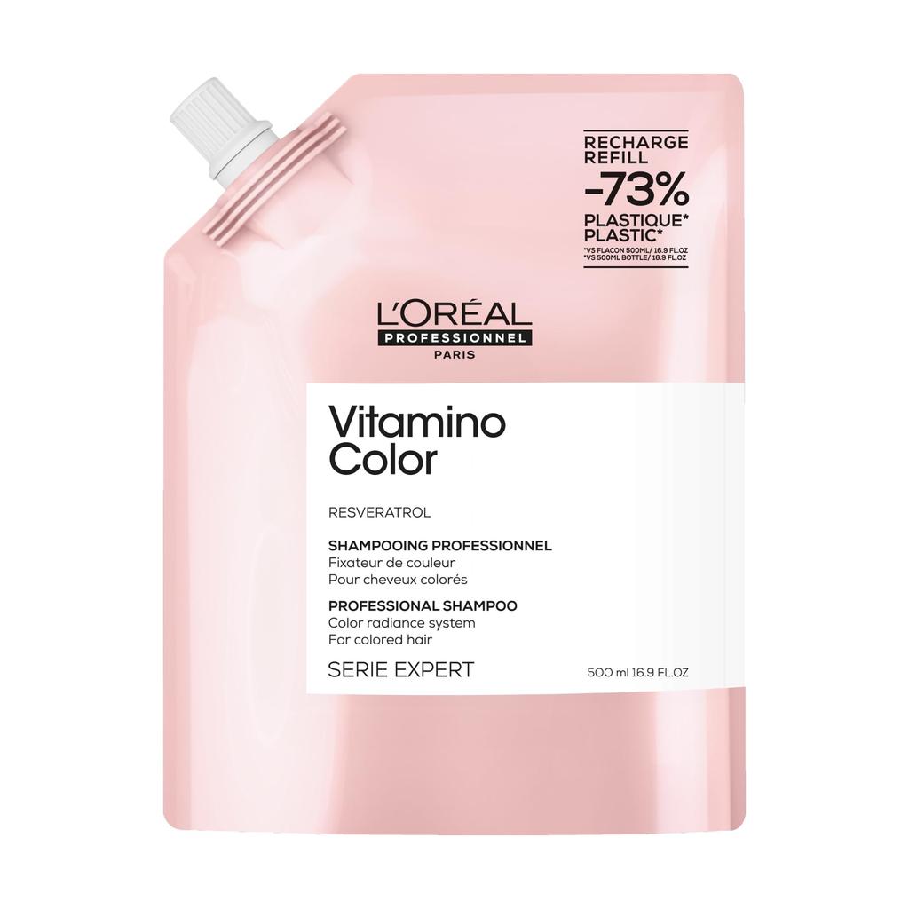 Professionnel Paris VitaminoColor Shampoo for Colored and Light Finish L'Oréal Refill, 500ml, Hair, Cuticles, Shiny, Smooth,
