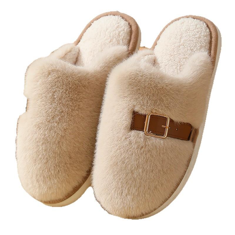 Silent Cotton Slippers Women's Autumn and Winter 2025 New Plush Warm Indoor Home Non-slip Couple Household Cotton Mop