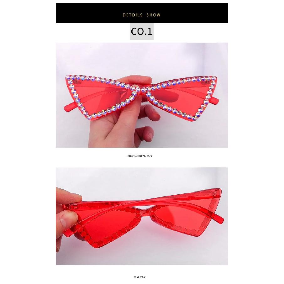 Vintage Cute Cat Eye Diamond Sunglasses Personality Candy Color Women Sun Glasses UV400