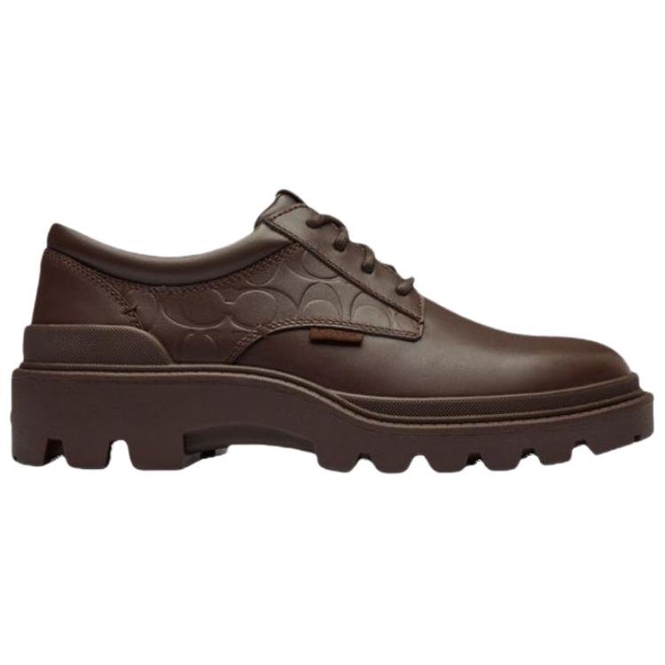 Coach Leather Round Toe Lace-Up Casual Shoes Men Sneakers Brown CZ076-MPL