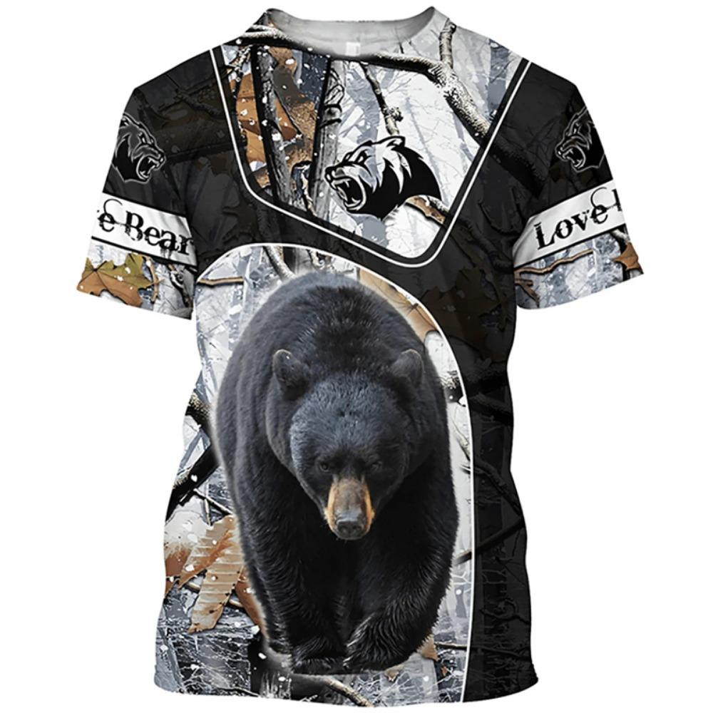 Outdoor Hunting 3D Printed T Shirt For Men Animal  Bear Graphic T-Shirt Casual Streetwear Ropa Hombre Oversized O-Neck Tee Tops
