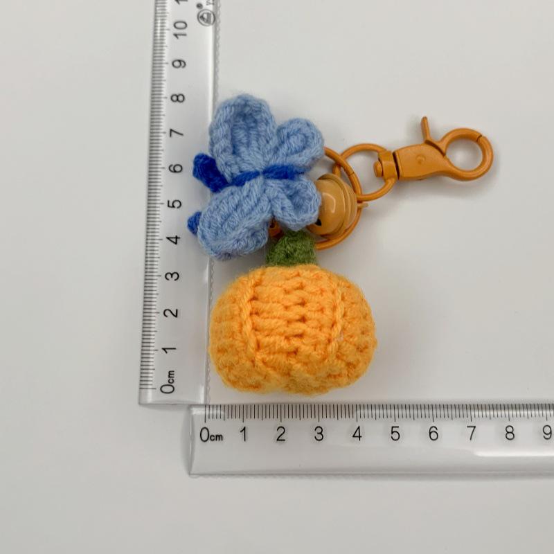 Handmade Halloween Pumpkin Crochet Keychains & Ornaments