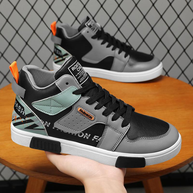 Boty s vysokým svrškem, Graffiti plátěné boty v národním stylu, Kožené ležérní tenisky Pánské boty