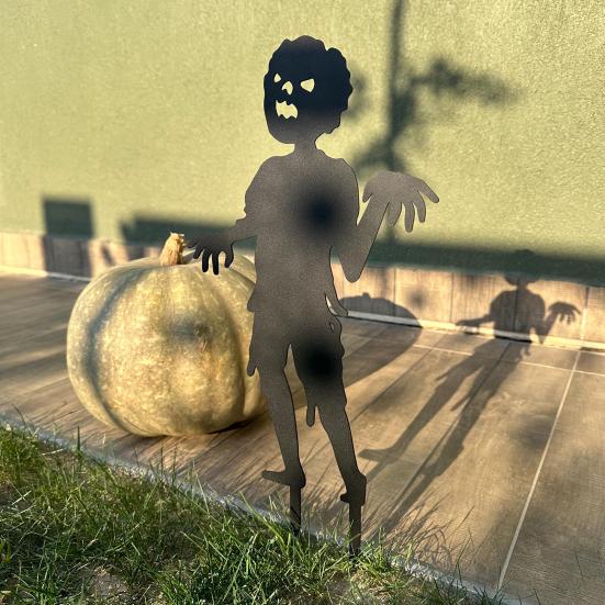 Zombie Garden Stake Metal Zombie Silhouette Yard Stake Weather Resistant Spooky Zombie Yard Sign for Outdoor Garden Lawn Decor
