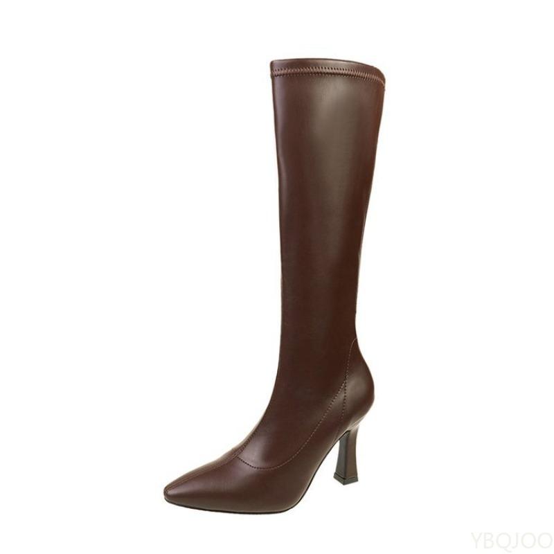 Fashion Sharp pointed high tube thin heel high-heeled boots for women simple comfortable versatile stylish height increasing boots