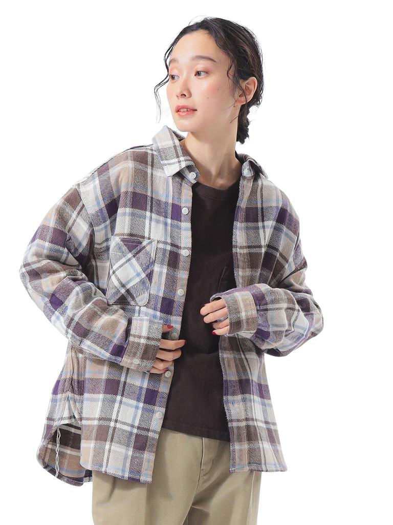 Beams Boy Women's Work Check Shirt, IVORY 2, L/S