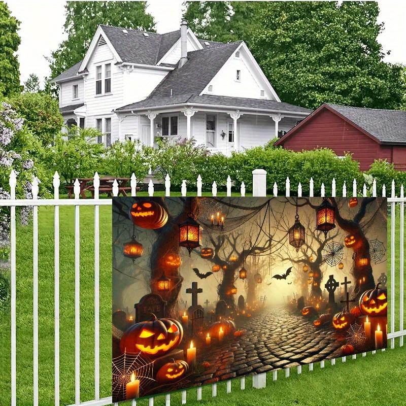 Halloween Lantern Path Background Fabric Wall Decoration, Polyester Fiber Wall Covering, for Living Room, Bedroom and Office