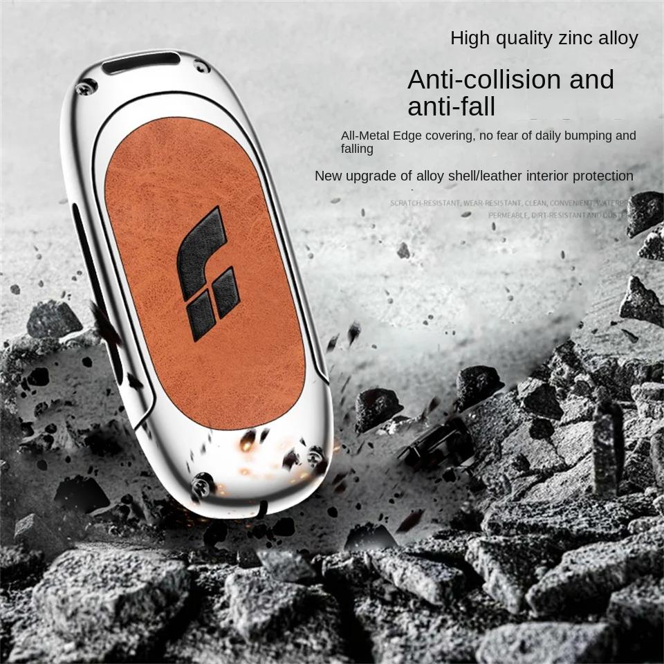 New Zinc Alloy+Leather+Tpu Car Remote Key Bag Key Chain For Leading Ideal L7 L8 L9 Accessories