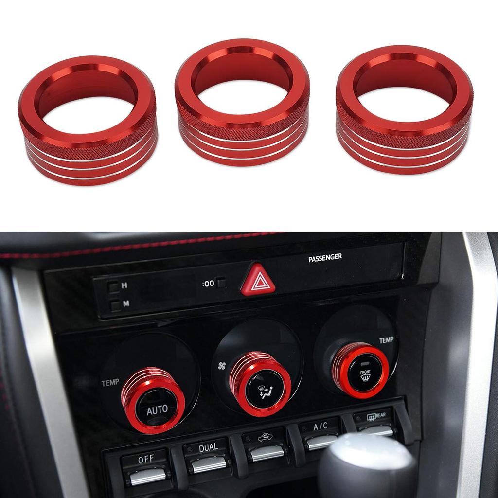 UNICREE Auovo Mirror Switch Aluminum Cover for Toyota 86 & Subaru BRZ Aluminum Air Conditioner Switch Cover Ornament (Red)
