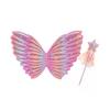 Butterfly Wing Props with Fairy Stick Realistic Patterns Colorful Fairy Wings Props Halloween Decoration