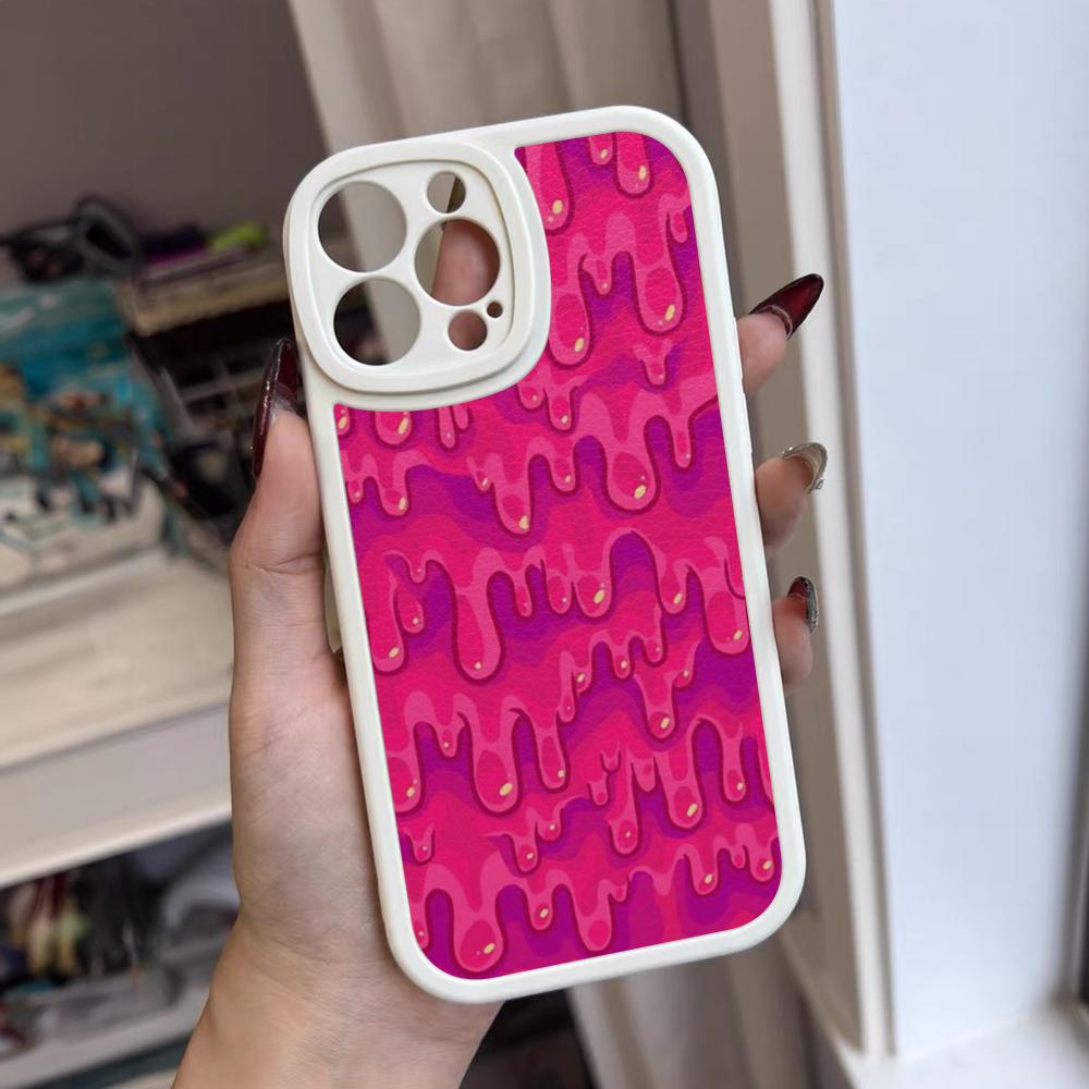 Slime Pattern Phone Case For Iphone 16 15 14 12 13 Pro Max 11 Mini Xs Puls Lambskin Silicone Cover