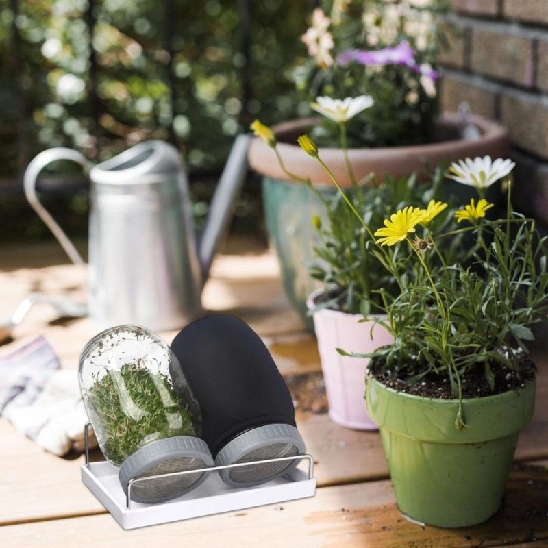 Conjunto Empilhável de Germinador de Sementes de Vidro com Base Ventilada e Manga de Sombreamento Adequado para Alfafa Feijão Mungo Jardinagem Indoor