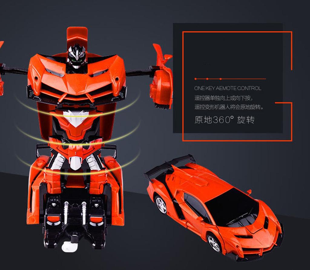 Elektrisches RC-Auto Spielzeugauto Fernbedienungsauto Funkgesteuertes Auto Kann in einen Roboter verwandelt werden Sehr cooles Design (rot)