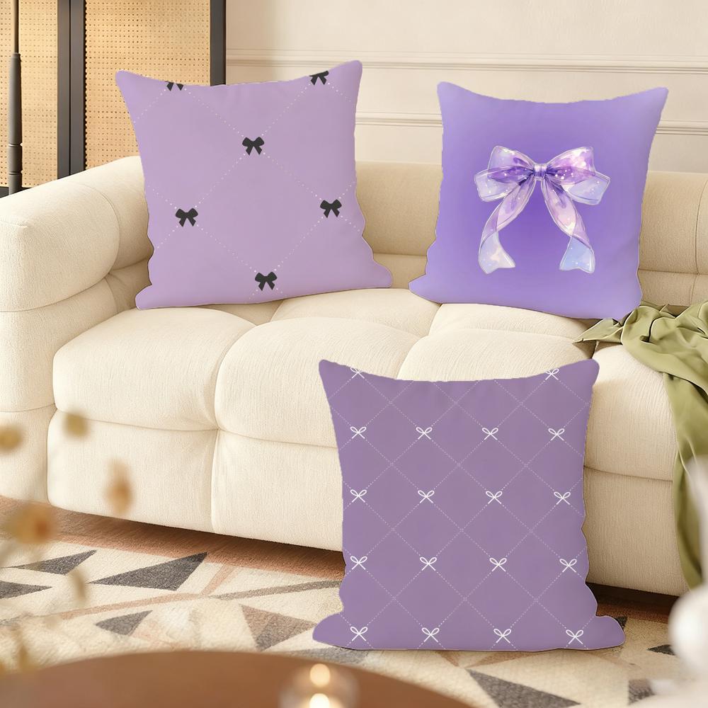 Purple bow Cushion Cover Soft Plush Throw Pillow Cover DoubleSided Printed Cushion Case Cozy Sofa Home Decor